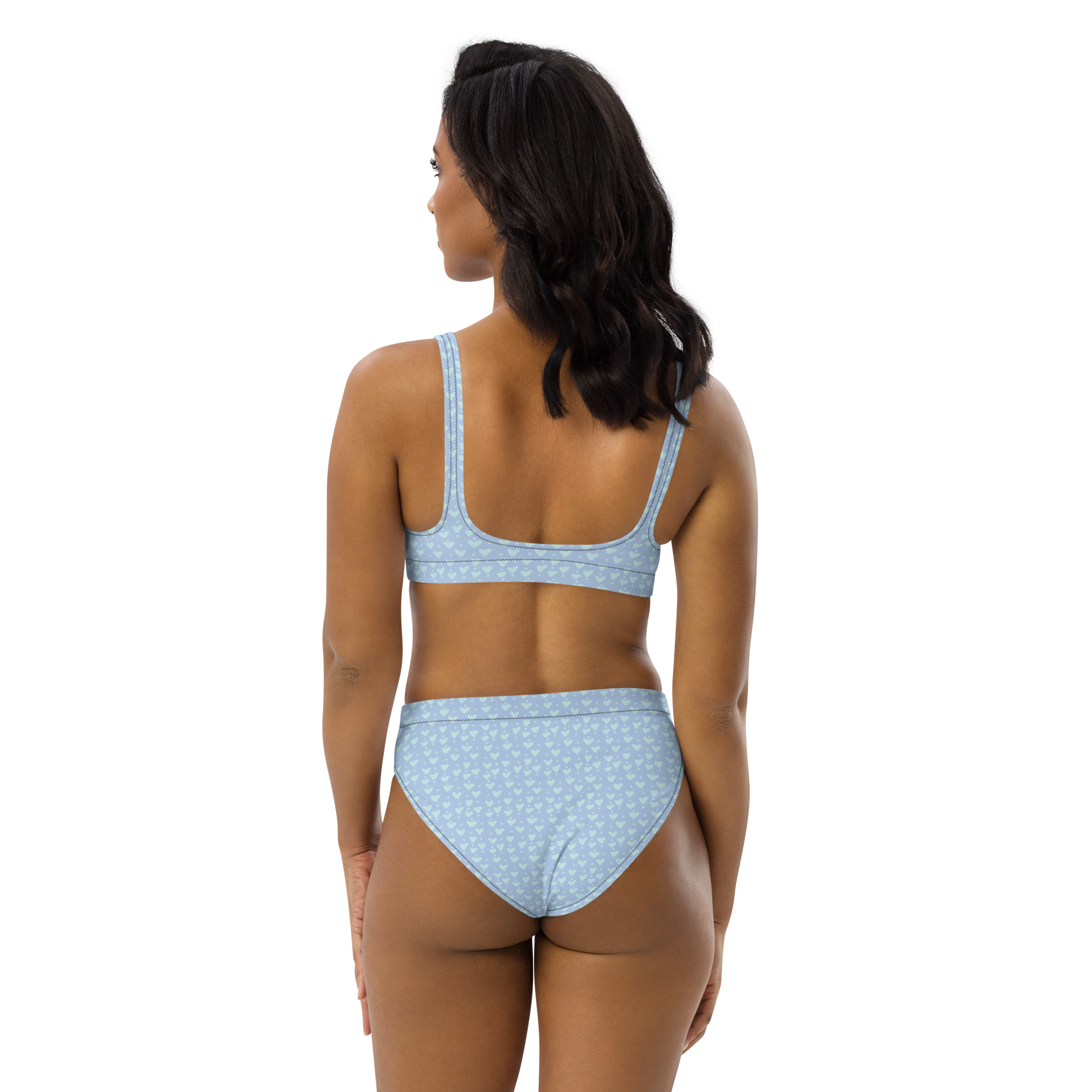 Blue Hearts high-waisted bikini