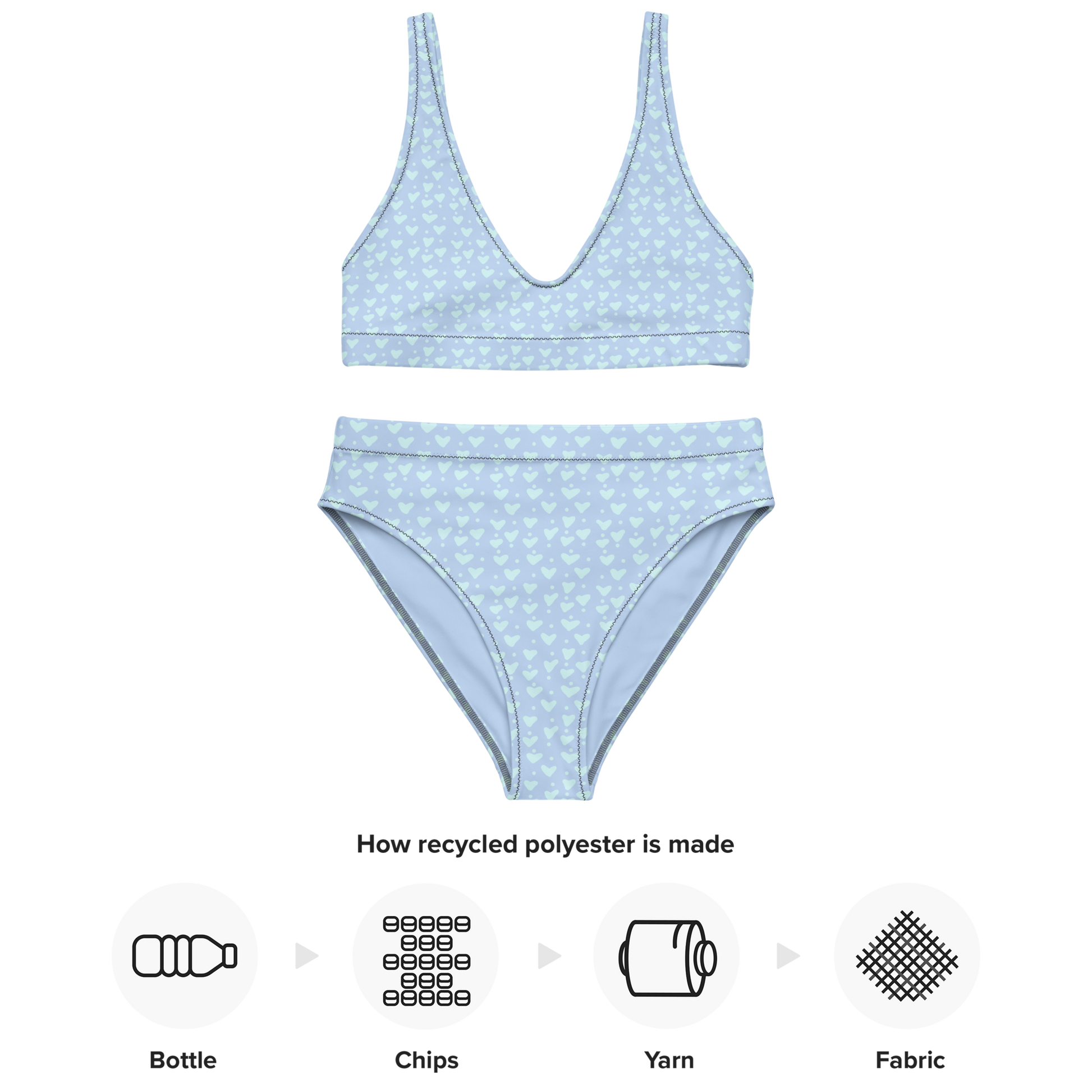 Blue Hearts high-waisted bikini