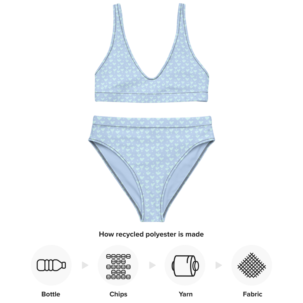 Blue Hearts high-waisted bikini
