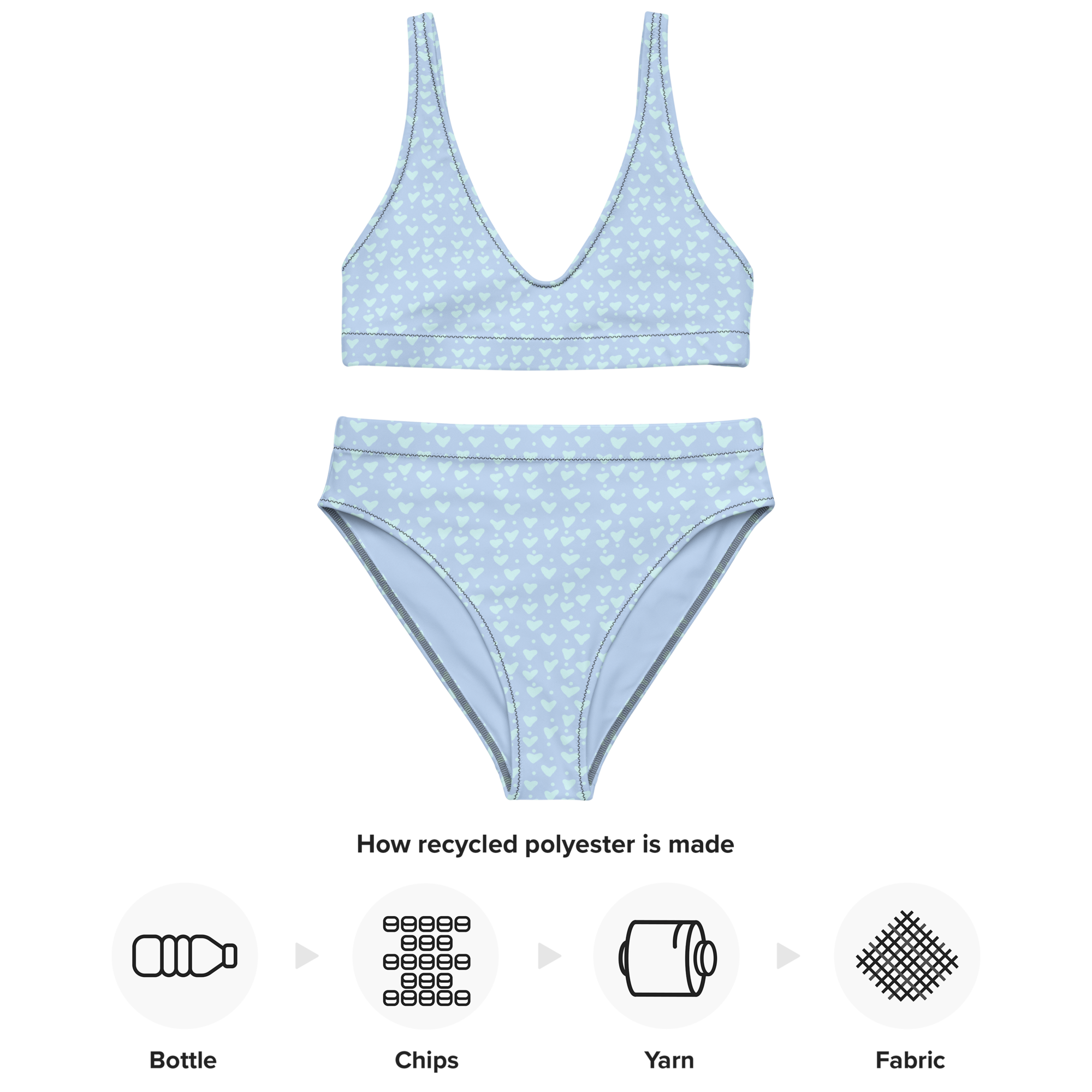 Blue Hearts high-waisted bikini