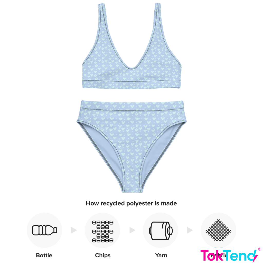 Blue Hearts high-waisted bikini