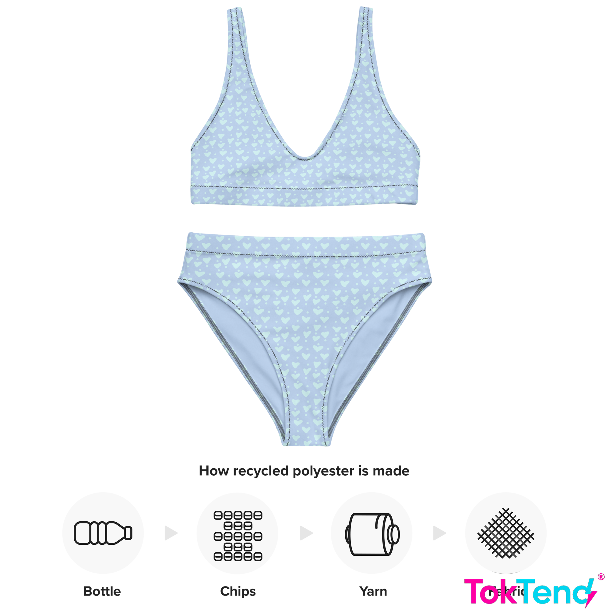 Blue Hearts high-waisted bikini