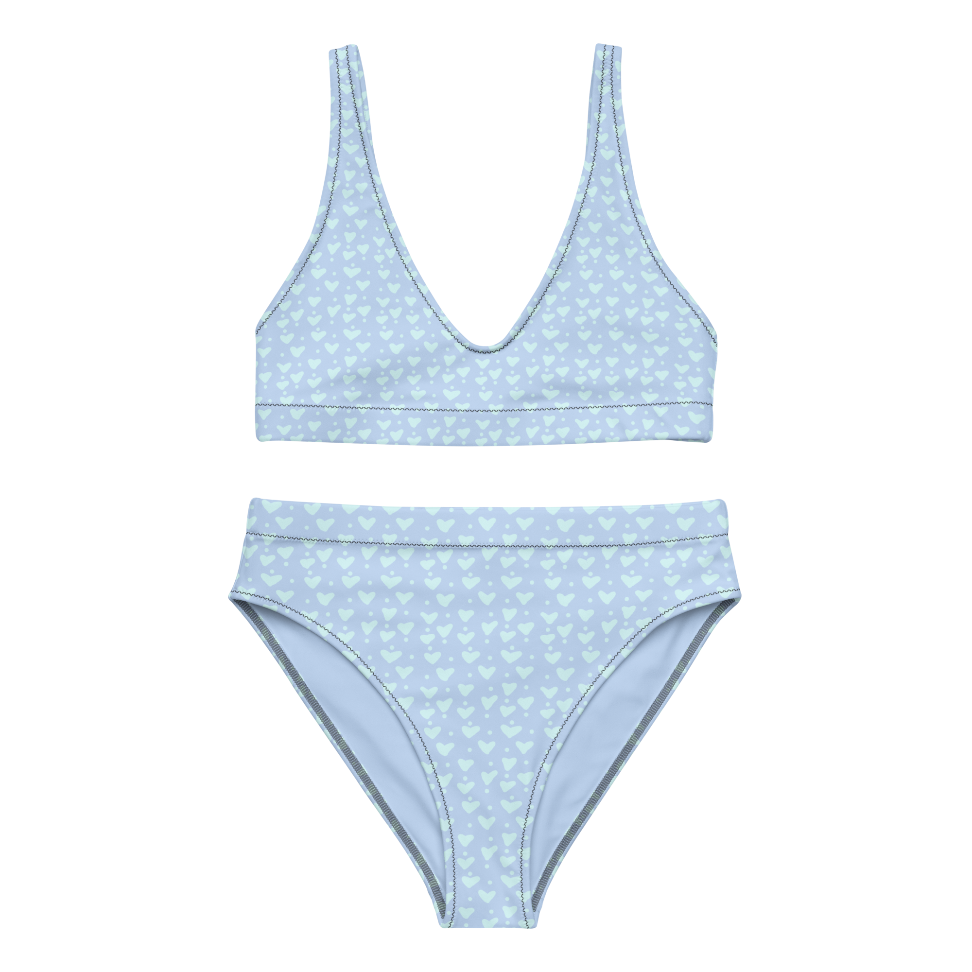 Blue Hearts high-waisted bikini