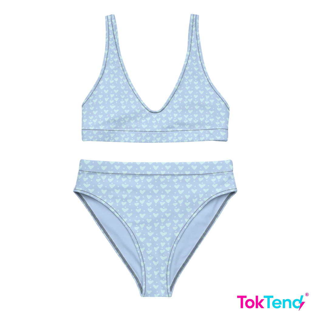 Blue Hearts high-waisted bikini