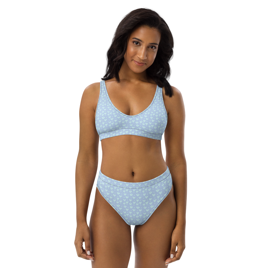 Blue Hearts high-waisted bikini