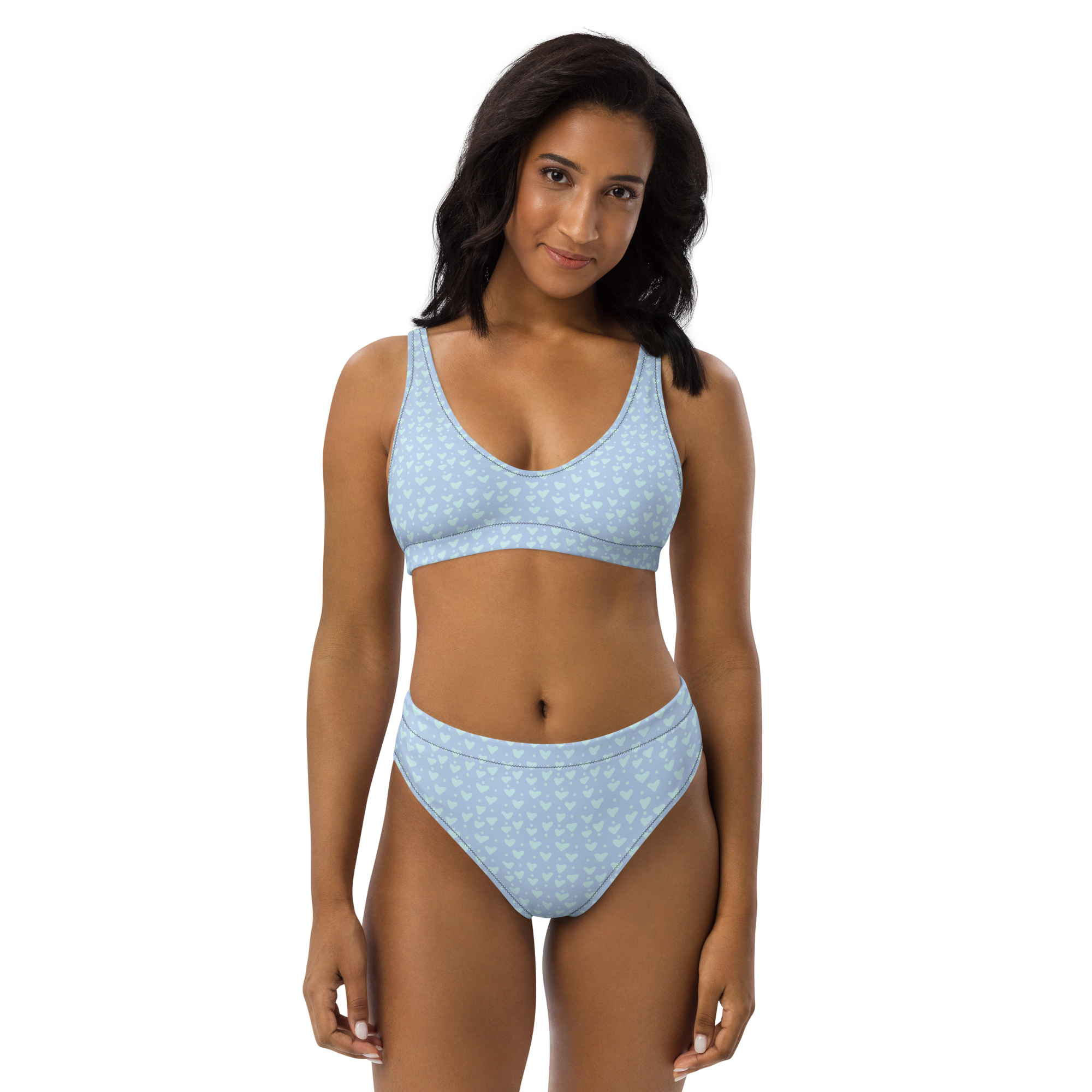 Blue Hearts high-waisted bikini