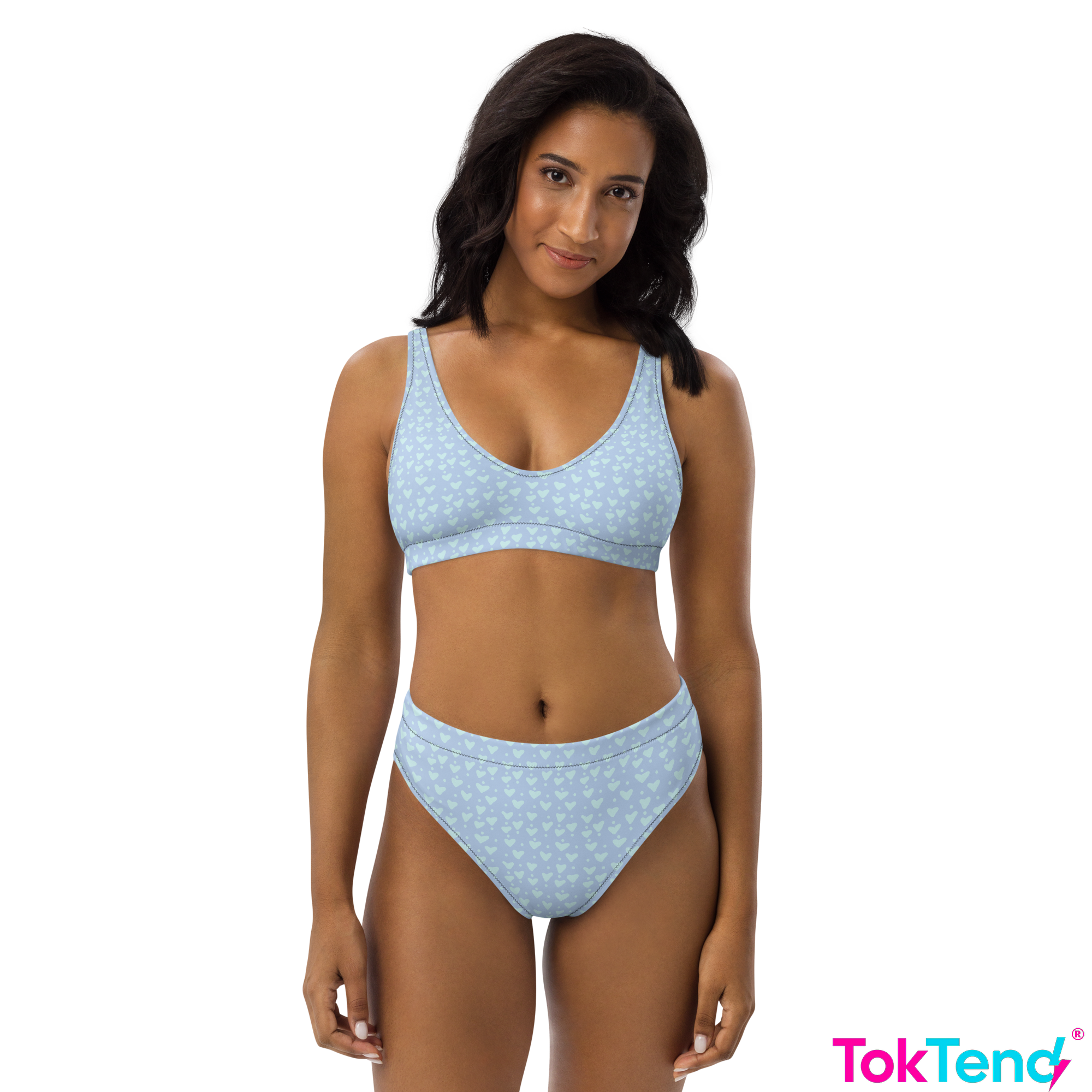 Blue Hearts high-waisted bikini