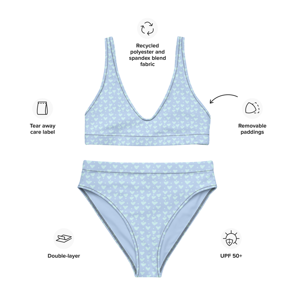 Blue Hearts high-waisted bikini