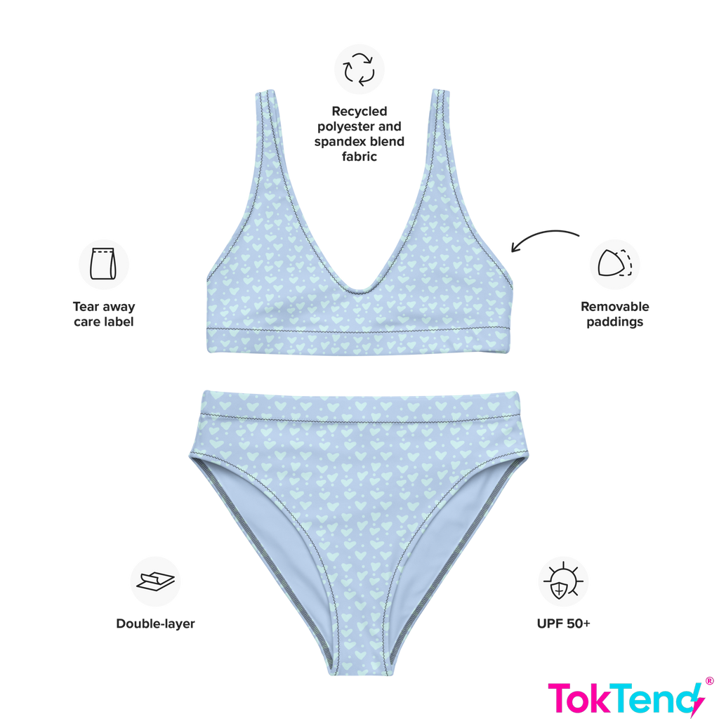 Blue Hearts high-waisted bikini
