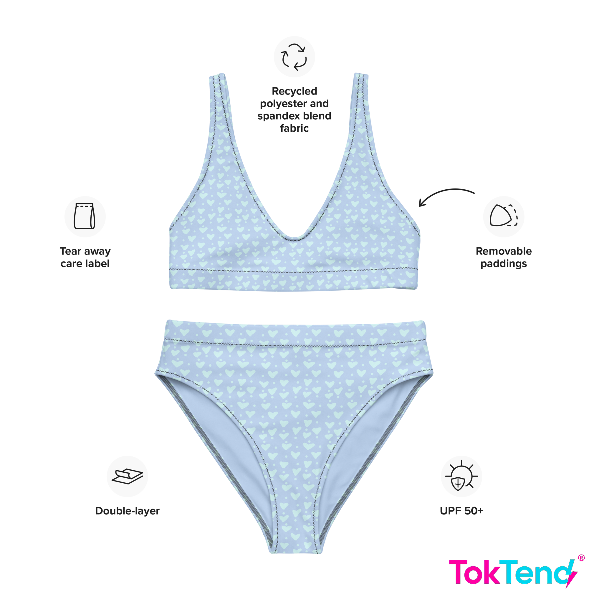 Blue Hearts high-waisted bikini