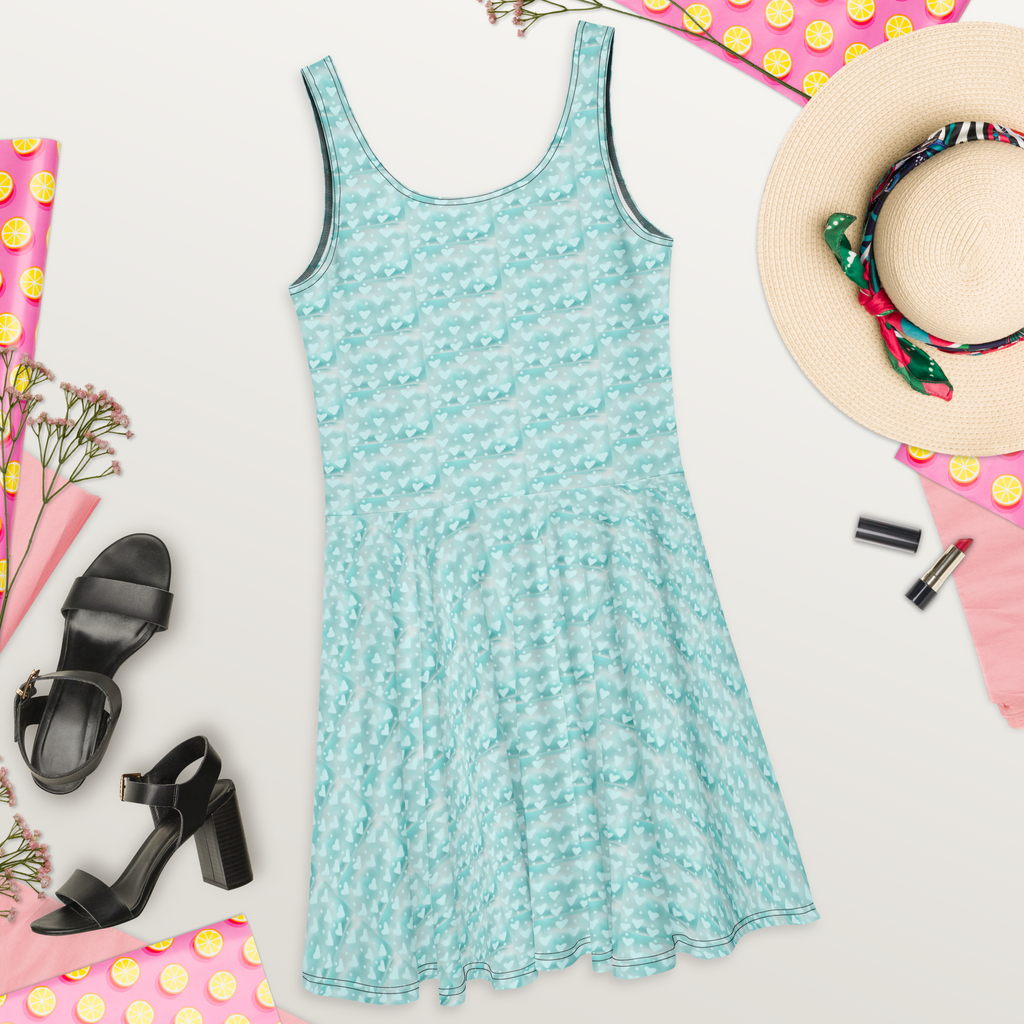 Vestido patinador de corazones azules