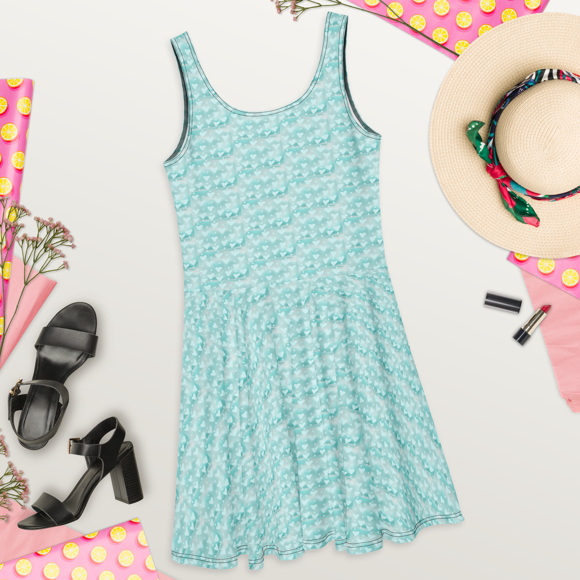 Blue Hearts Skater Dress