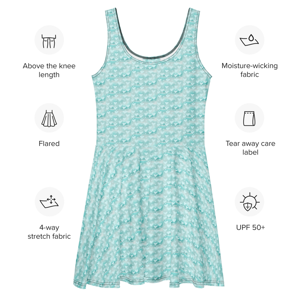 Vestido patinador de corazones azules