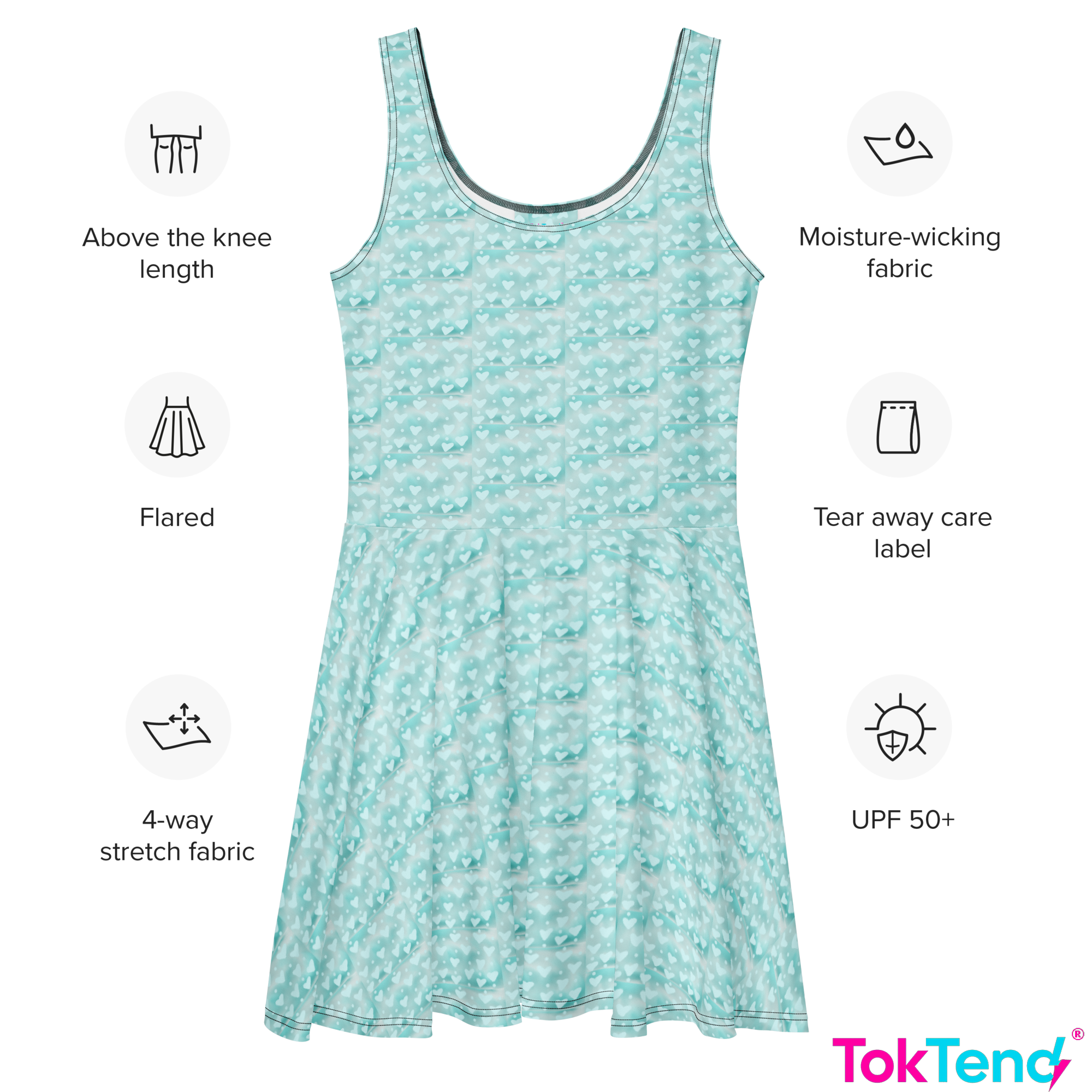 Vestido patinador de corazones azules