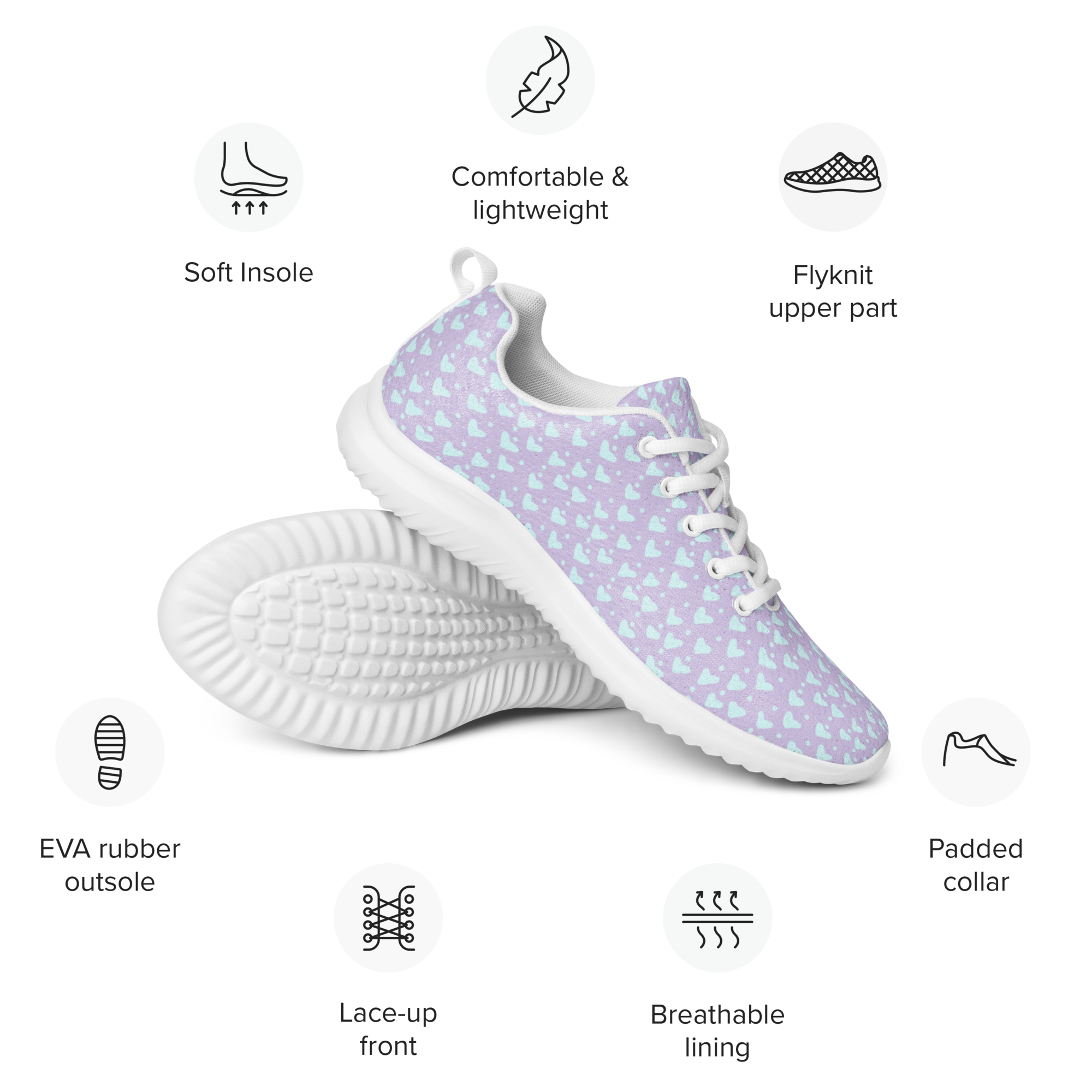 Blue heart athletic sneakers